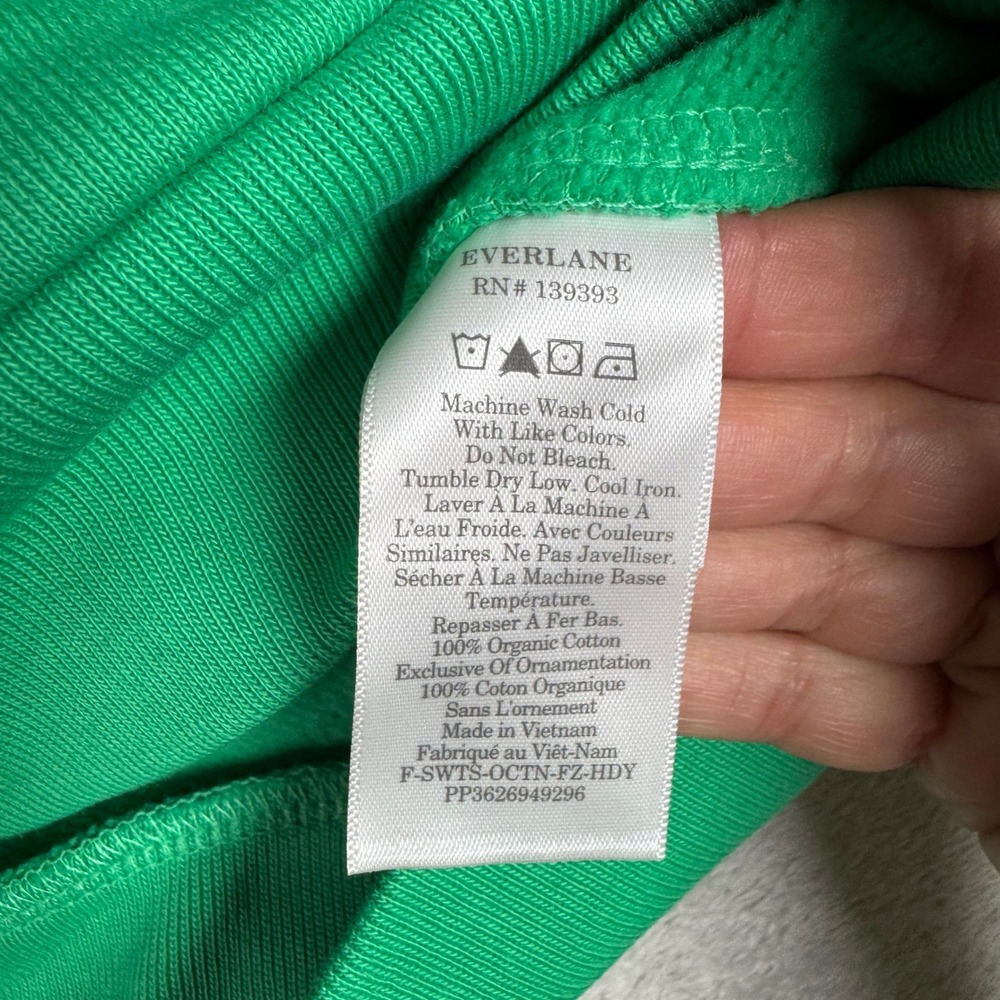 NWT Everlane Womens Organic Cotton Full-Zip Cropped Hoodie Green XXS - Picture 5 of 10